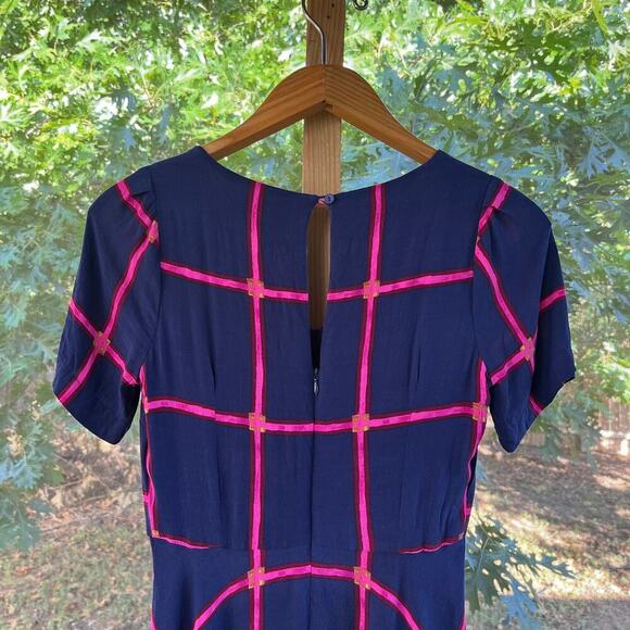 Anthropologie HD In Paris Striped Pane Midi Dress Blue Size 0P - Picture 8 of 12